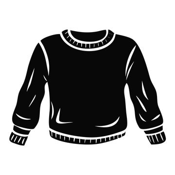 Black sweater with drop shoulder illustration, plain top, long sleeves. Comfortable garment, relaxed fit, soft sweater with drop shoulder for casual styling.