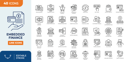 Obraz na płótnie Canvas Embedded finance icon set. Vector illustration