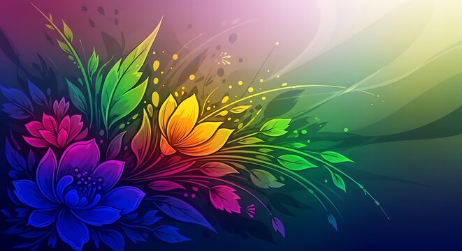 Vibrant Colorful Floral Abstract Artwork Design.