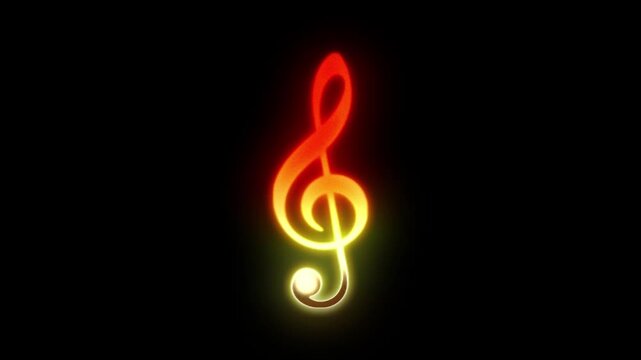 A thermal-style G-clef silhouette glowing from red to white-hot. A vibrant, abstract representation of musical energy, sonic power, and melody, perfect for modern audio-themed creative projects.