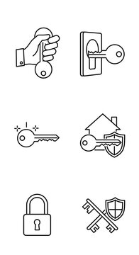 Collection of Lock and Key Icons for Security and Access.