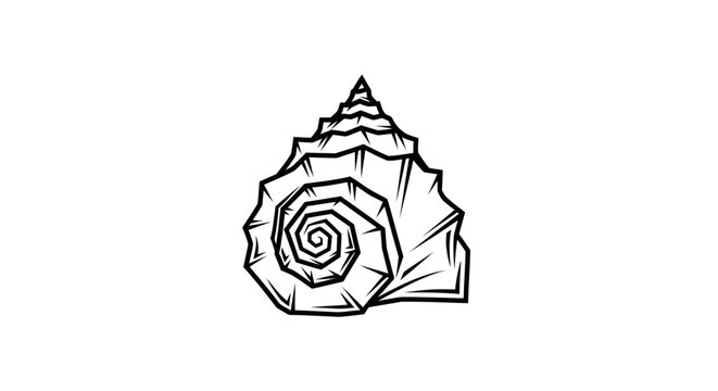 Spiral Seashell Outline Vector Illustration