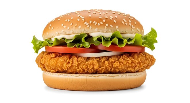Crispy Chicken Sandwich with Fresh Vegetables and Bun.