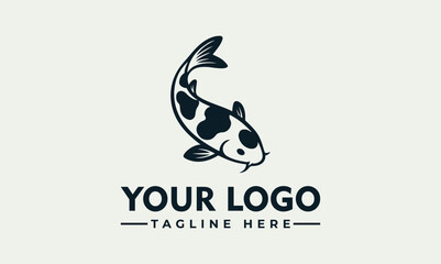 Obraz premium A colorful koi fish illustration swims in water with logo text