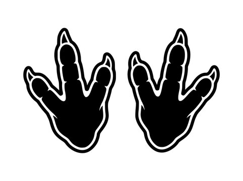Dinosaur Footprint Silhouettes Vector Illustration