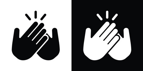 High five or clapping hands vector icon set. Minimalist gesture symbol showing two hands hitting together in celebration, success, or applause. © bibin