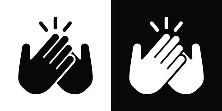 High five or clapping hands vector icon set. Minimalist gesture symbol showing two hands hitting together in celebration, success, or applause.