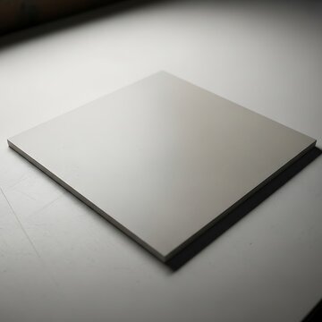 Blank Square Mirror Surface with Reflection and Shadow.