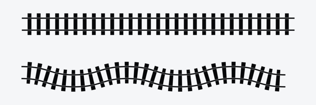 Railway train track vector route. rail pattern round circular curve railroad path icon . vector illustration. EPS 10 .