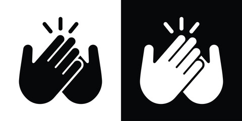 High five or clapping hands vector icon set. Minimalist gesture symbol showing two hands hitting together in celebration, success, or applause. © bibin