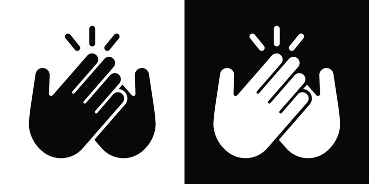 High five or clapping hands vector icon set. Minimalist gesture symbol showing two hands hitting together in celebration, success, or applause.