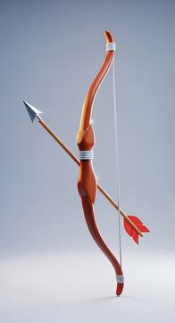 Archery Bow with Arrow and Red Fletching.