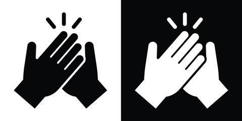 High five or clapping hands vector icon set. Minimalist gesture symbol showing two hands hitting together in celebration, success, or applause. © bibin