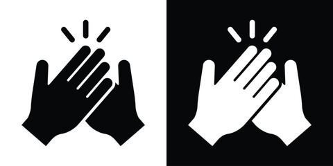 High five or clapping hands vector icon set. Minimalist gesture symbol showing two hands hitting together in celebration, success, or applause. © bibin