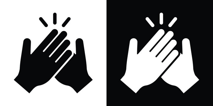 High five or clapping hands vector icon set. Minimalist gesture symbol showing two hands hitting together in celebration, success, or applause.