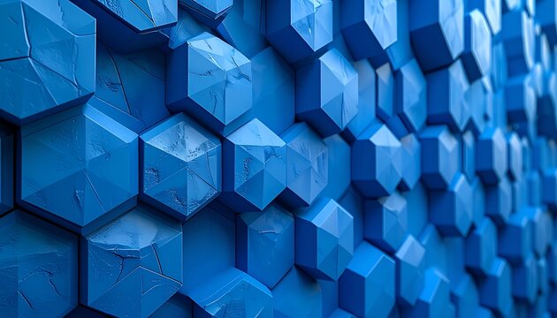Abstract blue crystal geometric pattern background.