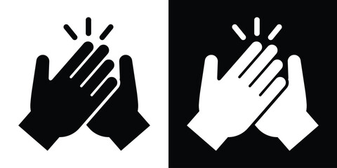 High five or clapping hands vector icon set. Minimalist gesture symbol showing two hands hitting together in celebration, success, or applause. © bibin