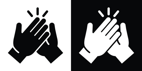 High five or clapping hands vector icon set. Minimalist gesture symbol showing two hands hitting together in celebration, success, or applause. © bibin
