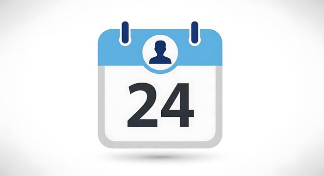 Calendar Icon Showing Date Twenty Four.