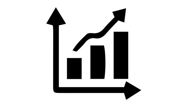 Business growth chart, finance graph icon, statistics symbol, black vector graphics