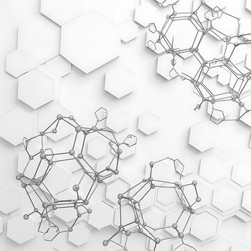 Scientific Molecular Structures with Hexagonal Background Design.