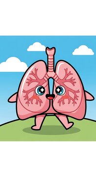 Cartoon Animal with Human Lungs and Heart Illustration.