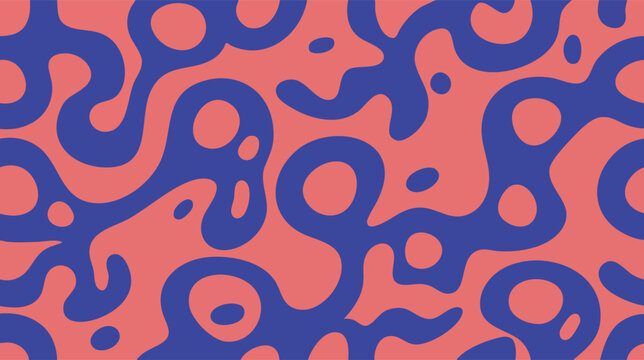 Vibrant blue pattern swirls on salmon background
