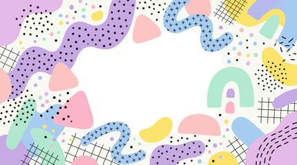 Vibrant abstract memphis style frame border. © wira