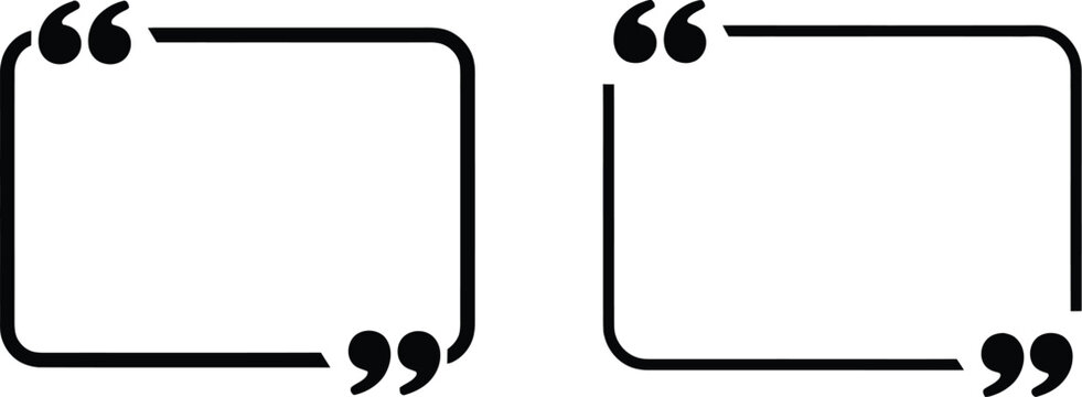 Quote box frame icon featuring quotation marks, text frame, citation, testimonial, and editable vector illustration.