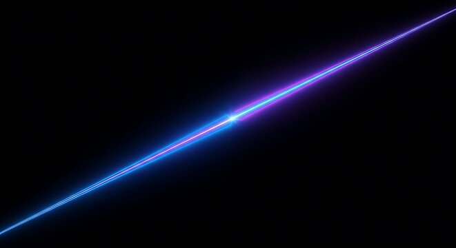 Vivid Blue and Purple Light Beam in Space.