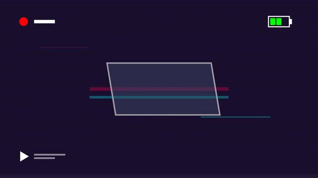Abstract Neon Interface Loop On Dark Purple Background.