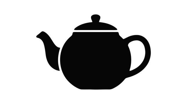 Vector illustration of black silhouette of a classic teapot icon on a transparent background
