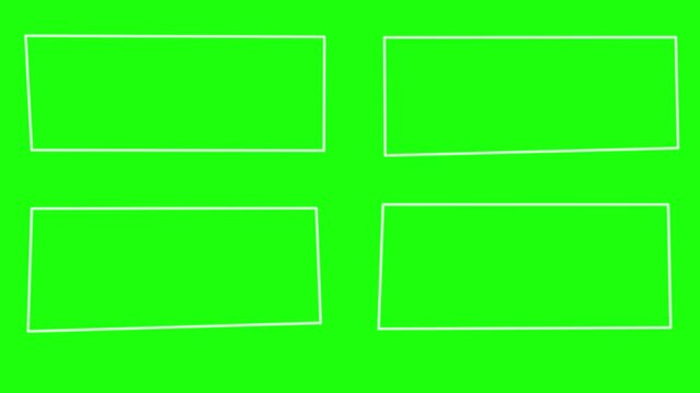 Hand drawn doodle rectangular frames animation pack on chroma key green screen background.