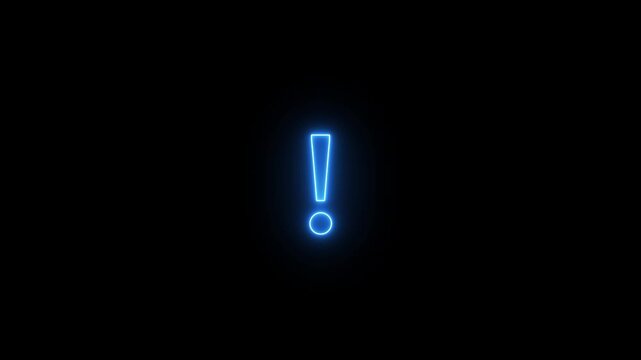 Glowing Orange Neon Exclamation Mark on Black Background, Warning Alert Symbol, Attention Notification Icon, Caution Sign, Minimal Futuristic Light Effect Design