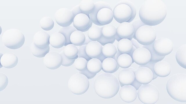 Abstract white spheres float across a clean light blue background in a seamless 3D render loop perfect for minimalist web design headers and tech website hero videos
