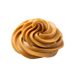 Fototapeta premium A creamy swirl of smooth peanut butter piped into a small decorative shape isolated on transparent background