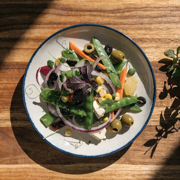 Colorful Vegetable Salad Flat Lay