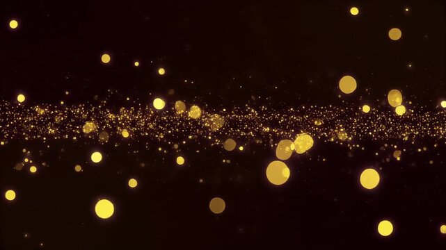 golden glitter particles floating in dark space animation