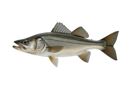 Common snook fish (centropomus undecimalis) swimming, showing details of saltwater game species, transparent background