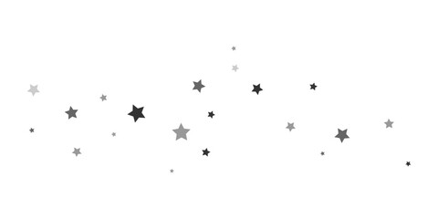 Silver stars on long background. Luxury glitter elegant design elements. Celebration banner. Gray shooting stars. Magic decoration. Children room decor. Vector illustration © Liubov