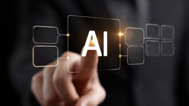 Ai concept human hand interacting with interface