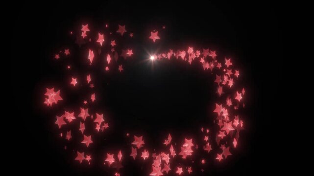 Blinking glitter heart shape particles, red glittering particle, glitter line transition on black screen background with sparkle glitter, wedding valentine, abstract animated bokeh 4K loop