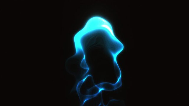 Neon blue liquid smoke drifts slowly through a dark space in a loopable 3D animation ideal for high technology web headers and digital background loops