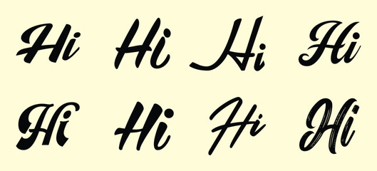 Modern Hi Typography Vector Bundle with Elegant Script Lettering © sojibadnan354