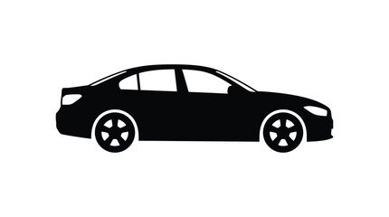 Fototapeta premium Sedan Car Silhouette On White Background Silhouette