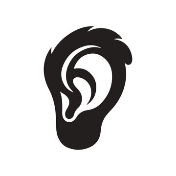 Stylized human ear silhouette vector illustration for hearing or listening logo design