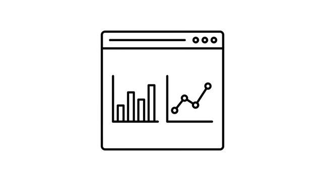 Data visualization icon scatter plot with varied point sizes in a square frame