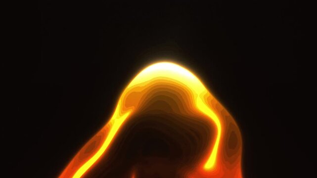 Fiery orange plasma waves flicker and morph dynamically in a seamless 3D animation loop against a black backdrop for energetic web headers and banners