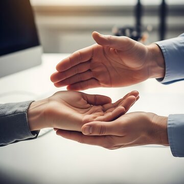 Business Handshake and Support Concept in Office Setting.