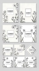 Obraz premium Summer Floral Frame Design Collection for Invitations and Decor.